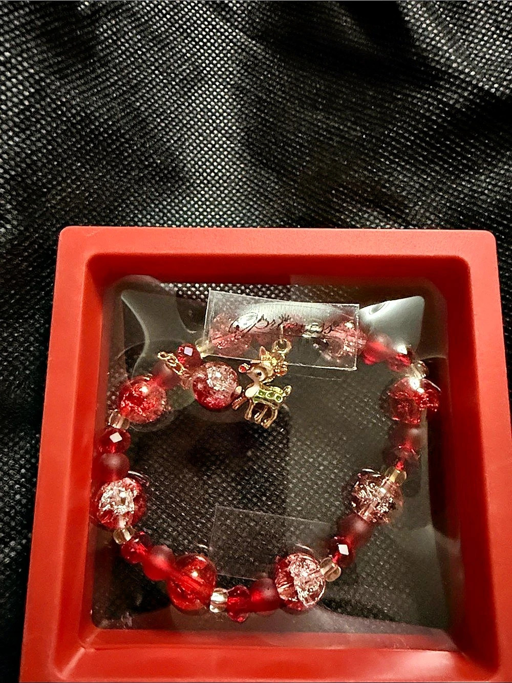 Red Beaded Charm Bracelet NWT